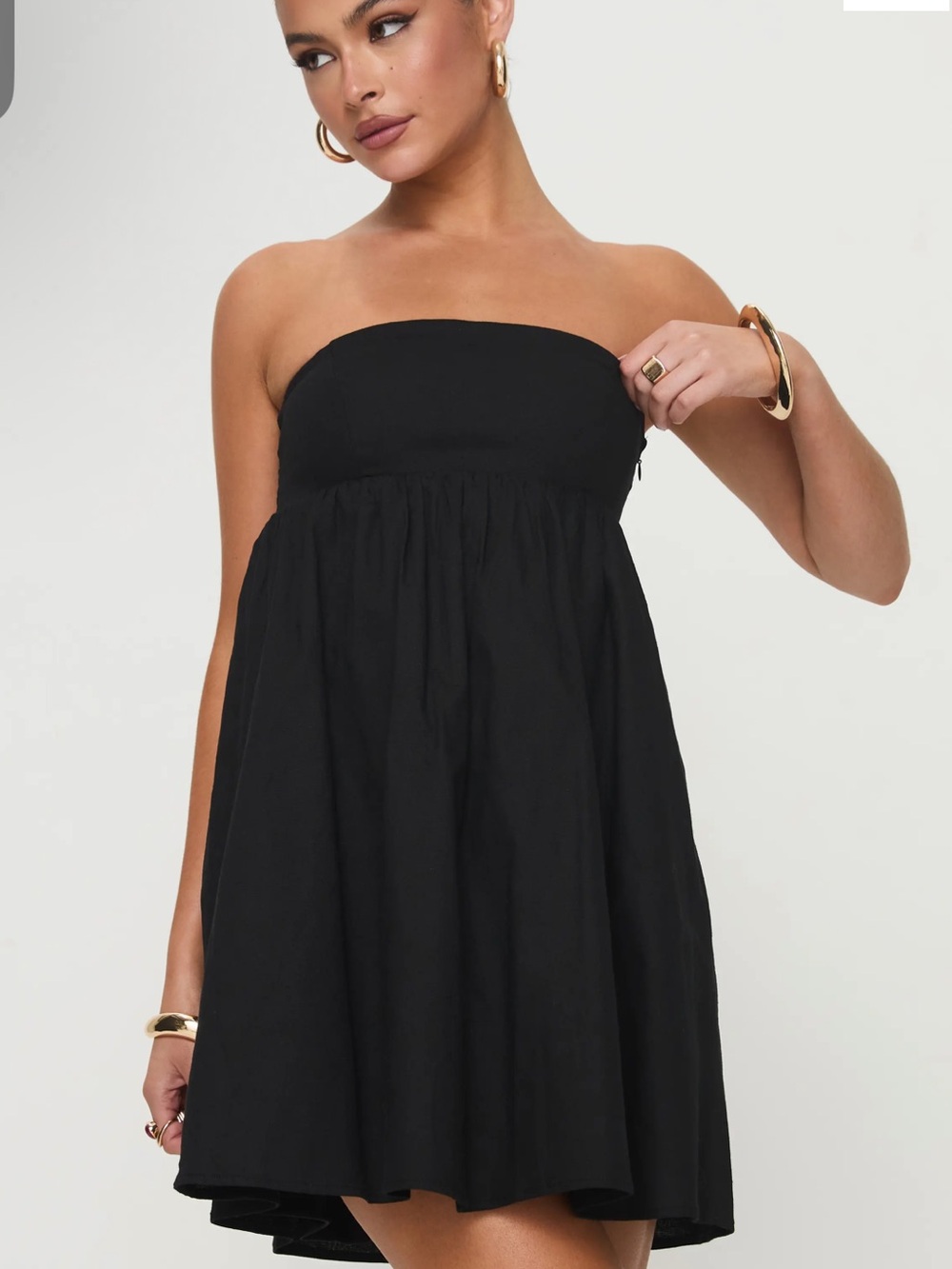 Princess Polly Osment Black Strapless  Babydoll Mini Dress Women’s Size 8